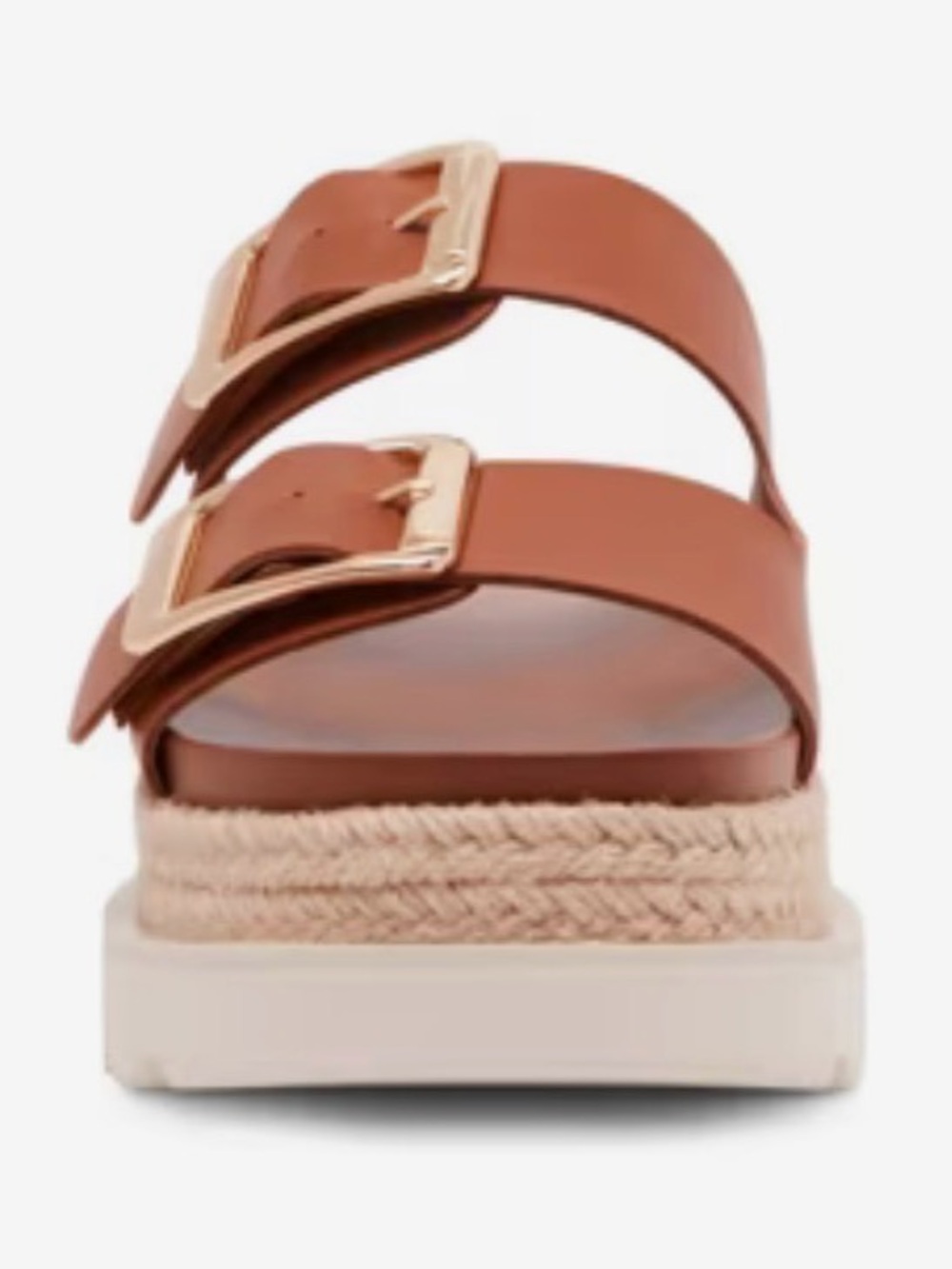 Madden Girl Brown Double-Buckle Platform Slide Sandals - Picture 2 of 8